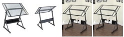 Clickhere2shop Solano Adjustable Drafting Table - Charcoal/Clear